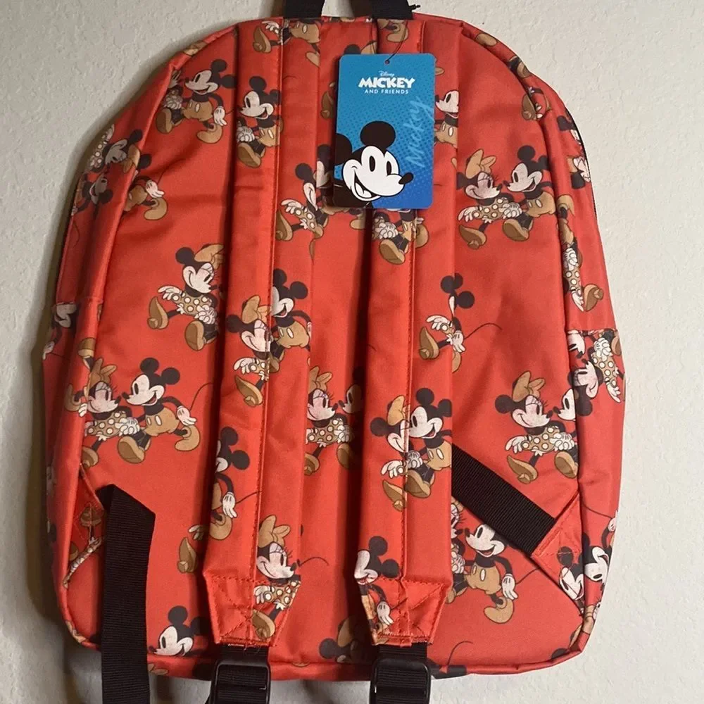 NWT Disney Mickey Mouse & Minnie Mouse print Coral Classic Backpack